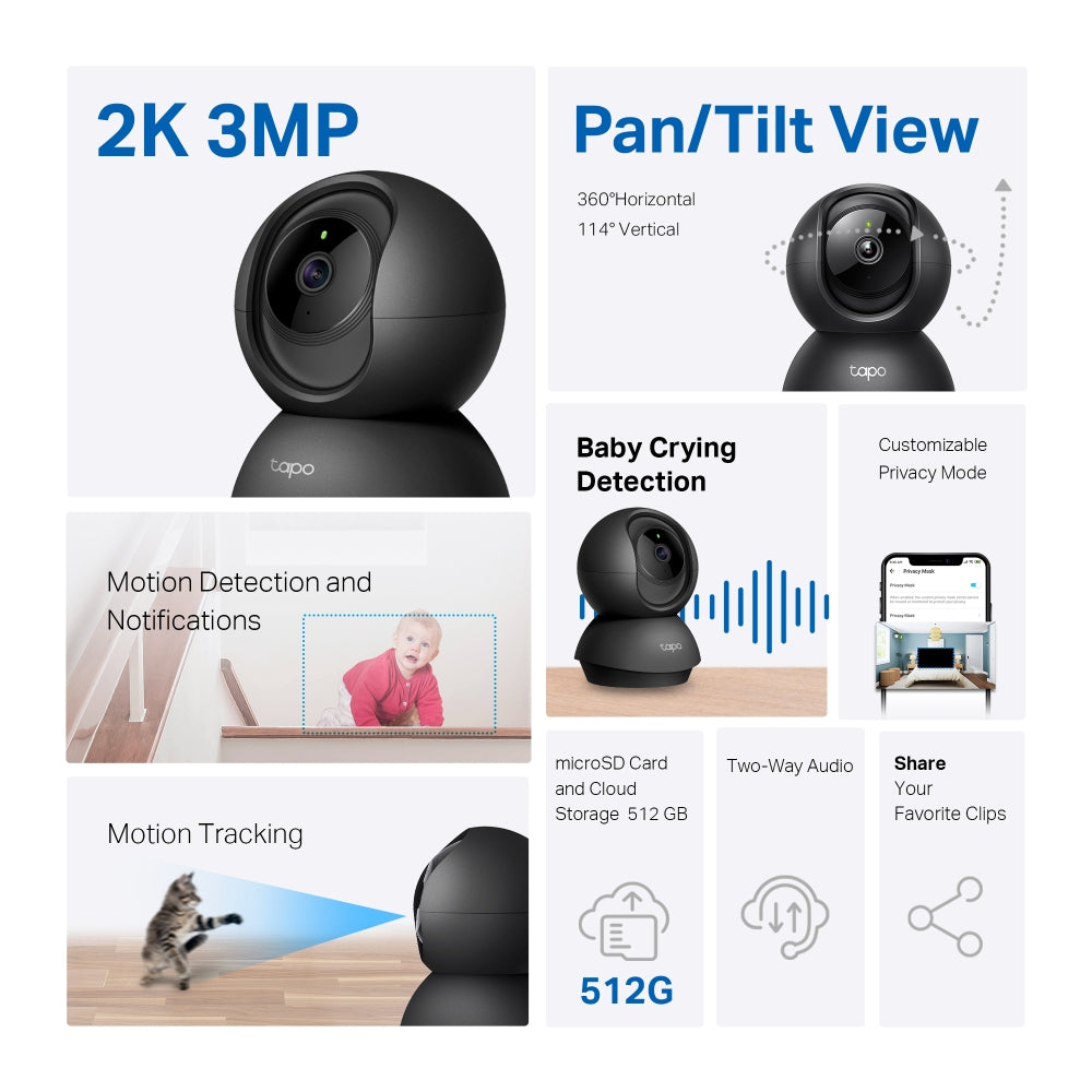 Home Security Wi-Fi Camera Tp-Link Tapo C211 Pan/Tilt 2K