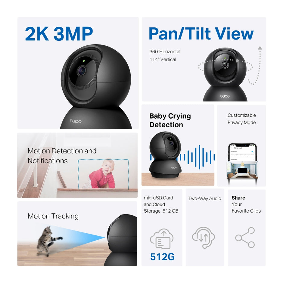 Home Security Wi-Fi Camera Tp-Link Tapo C211 Pan/Tilt 2K
