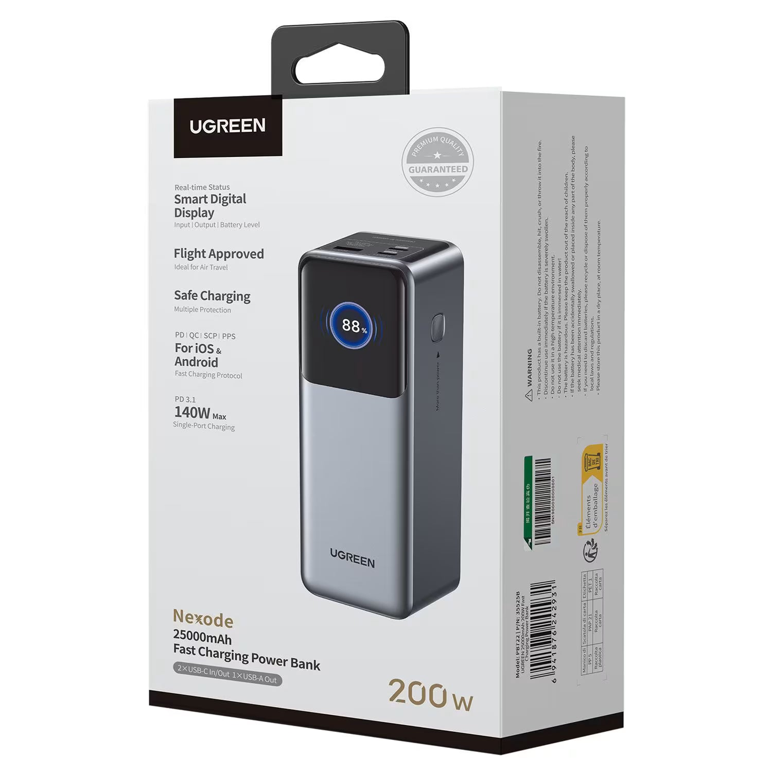 UGREEN PB722 Power Bank 25000mAh 200W PD avec câble USB-C 240W