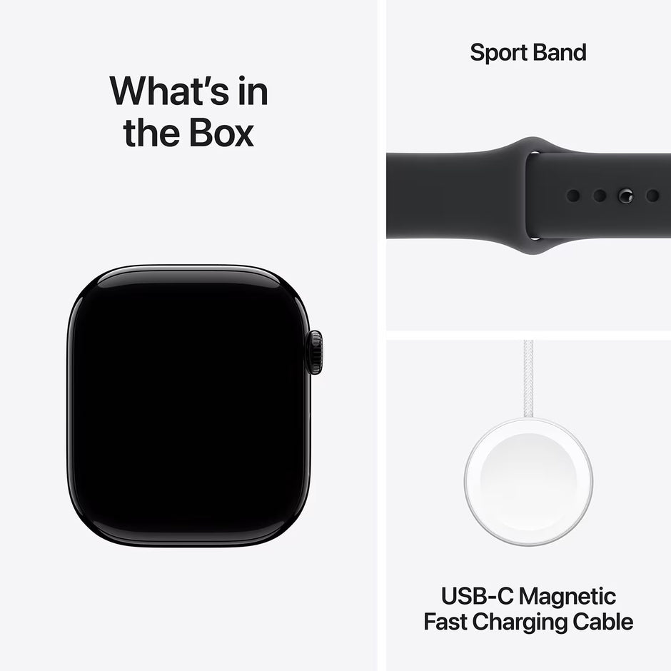 Apple Watch Series 11 GPS 42mm Jet Black Aluminium Schwarzes Sportarmband S/M