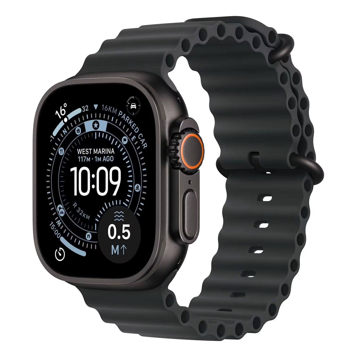 Apple Watch Ultra 3 49mm Black Titanium Case with Black Ocean Band