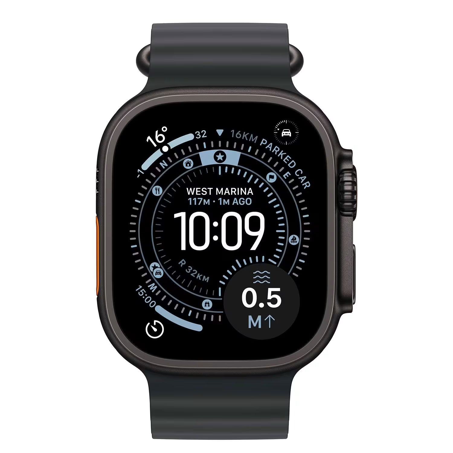 Apple Watch Ultra 3 49mm Black Titanium Case with Black Ocean Band