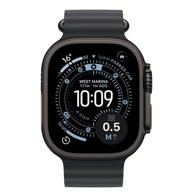 Apple Watch Ultra 3 49mm Schwarzes Titangehäuse mit Schwarzem Ocean Armband