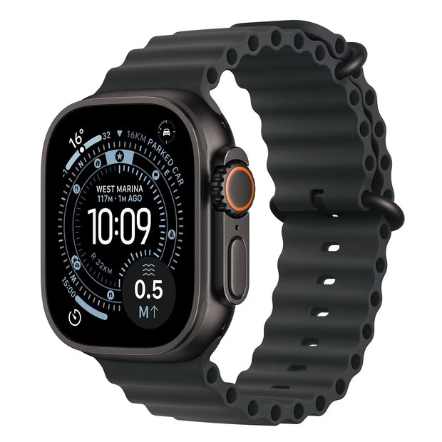 Apple Watch Ultra 3 49mm Schwarzes Titangehäuse mit Schwarzem Ocean Armband